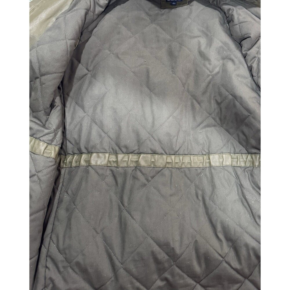 J.Crew Men L Waxed Cotton Field Jacket Olive Quilted Hooded A8942 Military Work - Picture 8 of 12